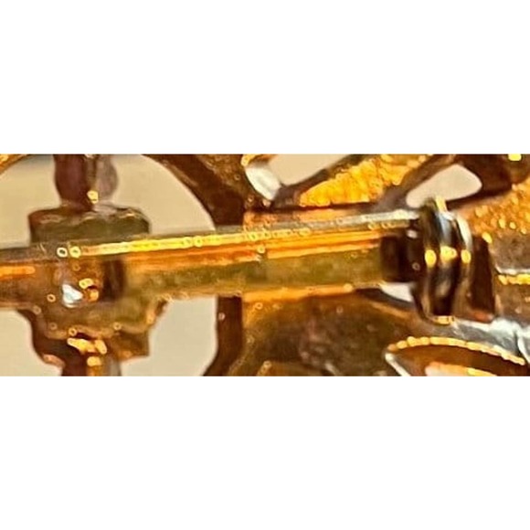 Black and Gold Costume Brooch Glass Beaded Pin Clothing Accessory Scarf Jewelry - Picture 7 of 7